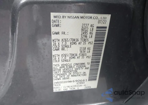 2022 Nissan Frontier S 4X4 z USA, uszkodzony, nr VIN 1N6ED1EK4NN690661